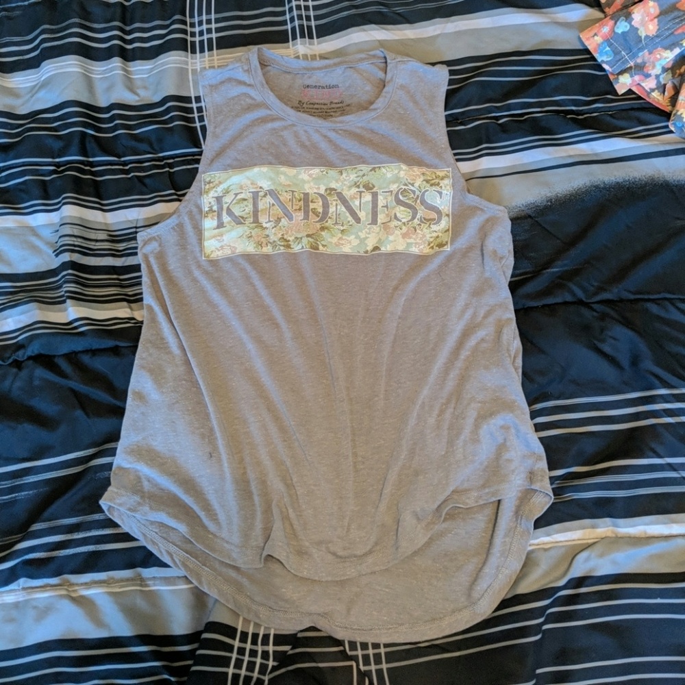 'Kindness' high low thick strap tank